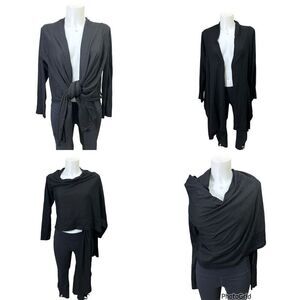 Vertigo Paris Black Multiway Silk Cashmere Cardigan Sweater sz L/XL‎ NEW srp$240